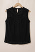 Sleeveless Textured Lace Yoke High Neck Blouse