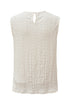 Sleeveless Textured Lace Yoke High Neck Blouse