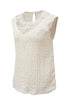 Sleeveless Textured Lace Yoke High Neck Blouse