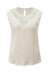 Sleeveless Textured Lace Yoke High Neck Blouse