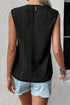 Sleeveless Textured Lace Yoke High Neck Blouse