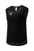 Sleeveless Textured Lace Yoke High Neck Blouse