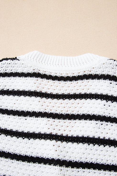 Sleeveless Textured Striped Button Front Sweater Vest