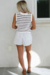 Sleeveless Textured Striped Button Front Sweater Vest