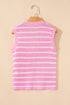 Sleeveless Textured Striped Button Front Sweater Vest