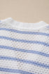 Sleeveless Textured Striped Button Front Sweater Vest