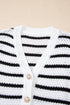 Sleeveless Textured Striped Button Front Sweater Vest