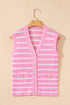 Sleeveless Textured Striped Button Front Sweater Vest
