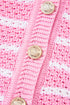 Sleeveless Textured Striped Button Front Sweater Vest