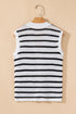 Sleeveless Textured Striped Button Front Sweater Vest