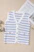 Sleeveless Textured Striped Button Front Sweater Vest