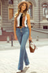 Sleeveless Textured Striped Pointelle Knit Tank Top