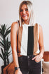 Sleeveless Textured Striped Pointelle Knit Tank Top
