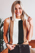 Sleeveless Textured Striped Pointelle Knit Tank Top