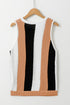 Sleeveless Textured Striped Pointelle Knit Tank Top