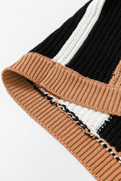 Sleeveless Textured Striped Pointelle Knit Tank Top