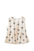 Sleeveless Tie Front Bow Print Peplum Top