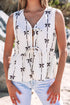 Sleeveless Tie Front Bow Print Peplum Top