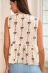 Sleeveless Tie Front Bow Print Peplum Top