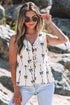 Sleeveless Tie Front Bow Print Peplum Top