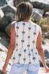 Sleeveless Tie Front Bow Print Peplum Top