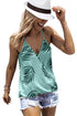 Sleeveless Tropical Leaf Print Knit Tank Top