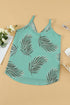 Sleeveless Tropical Leaf Print Knit Tank Top