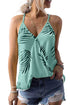 Sleeveless Tropical Leaf Print Knit Tank Top