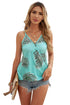 Sleeveless Tropical Leaf Print Knit Tank Top