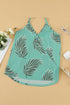 Sleeveless Tropical Leaf Print Knit Tank Top