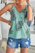 Sleeveless Tropical Leaf Print Knit Tank Top