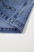 Sleeveless U Neck Solid Denim Patched Pocket Romper