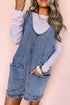 Sleeveless U Neck Solid Denim Patched Pocket Romper