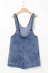 Sleeveless U Neck Solid Denim Patched Pocket Romper