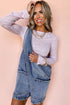Sleeveless U Neck Solid Denim Patched Pocket Romper