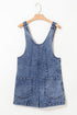 Sleeveless U Neck Solid Denim Patched Pocket Romper