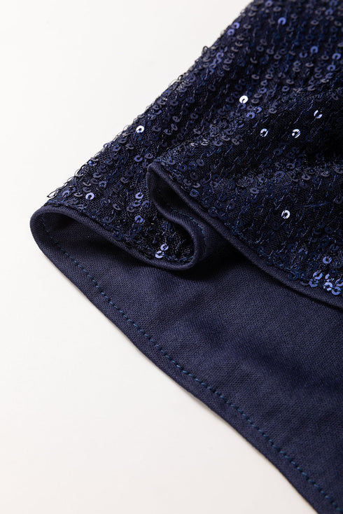 Sleeveless V Neck Sequin Button Down Statement Vest