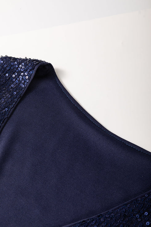 Sleeveless V Neck Sequin Button Down Statement Vest