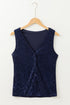 Sleeveless V Neck Sequin Button Down Statement Vest