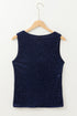 Sleeveless V Neck Sequin Button Down Statement Vest