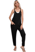 Sleeveless V Neck Side Pocket Harem Pant Jumpsuit