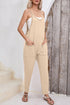 Sleeveless V Neck Side Pocket Harem Pant Jumpsuit