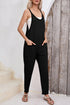 Sleeveless V Neck Side Pocket Harem Pant Jumpsuit