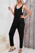 Sleeveless V Neck Side Pocket Harem Pant Jumpsuit