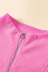 Sleeveless Zip Front Ribbed Texture Mini Dress