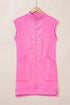 Sleeveless Zip Front Ribbed Texture Mini Dress