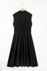 Sleeveless Zipped Front V Neck Smocked Waist Maxi Dress
