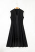 Sleeveless Zipped Front V Neck Smocked Waist Maxi Dress