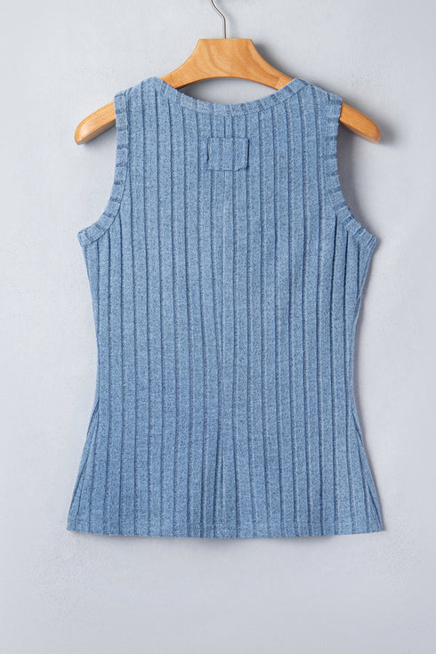 Slim Ribbed Mineral Wash Western Style Tank Top