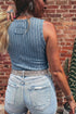 Slim Ribbed Mineral Wash Western Style Tank Top